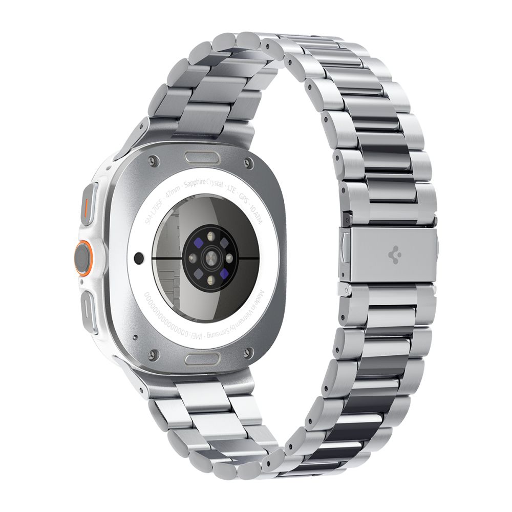 Spigen Modern Fit Band -metalliranneke Samsung Galaxy Watch Ultra 47 mm -kellolle, hopea