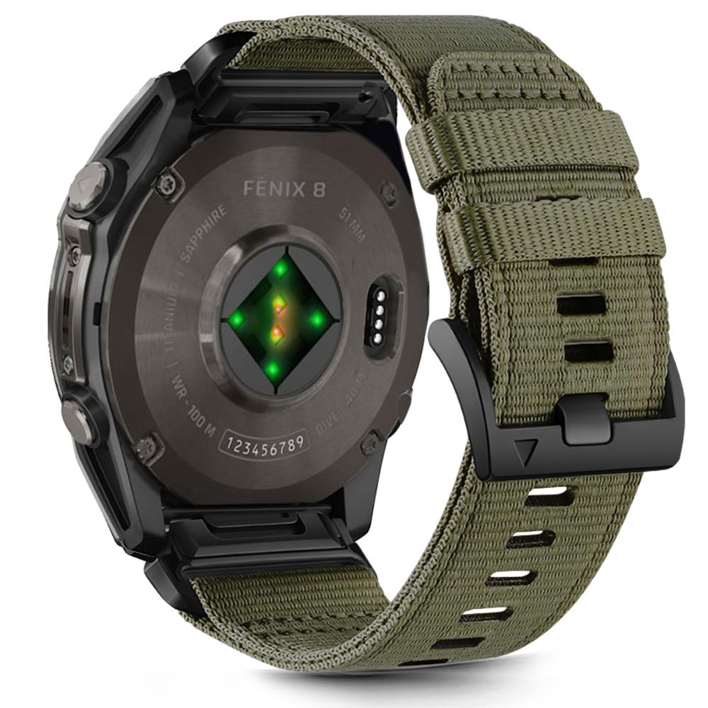 Tech-Protect Nylon Classic Garmin Fenix 5X / 5X Plus / 6X / 6X Pro / 7X / 8 (51mm) Oliivinvihreä
