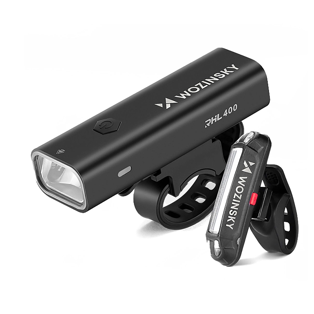 Wozinsky WSBLB2 etu- (400 lm) ja taka-USB-C-polkupyöränvalojen sarja – musta