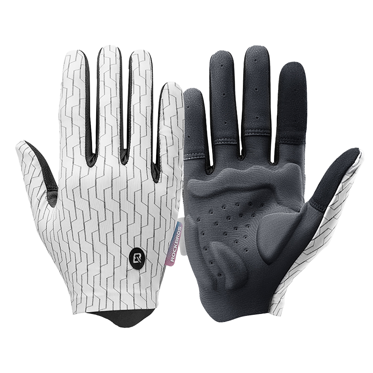 Rockbros sports gloves full spring-summer size M - white and black