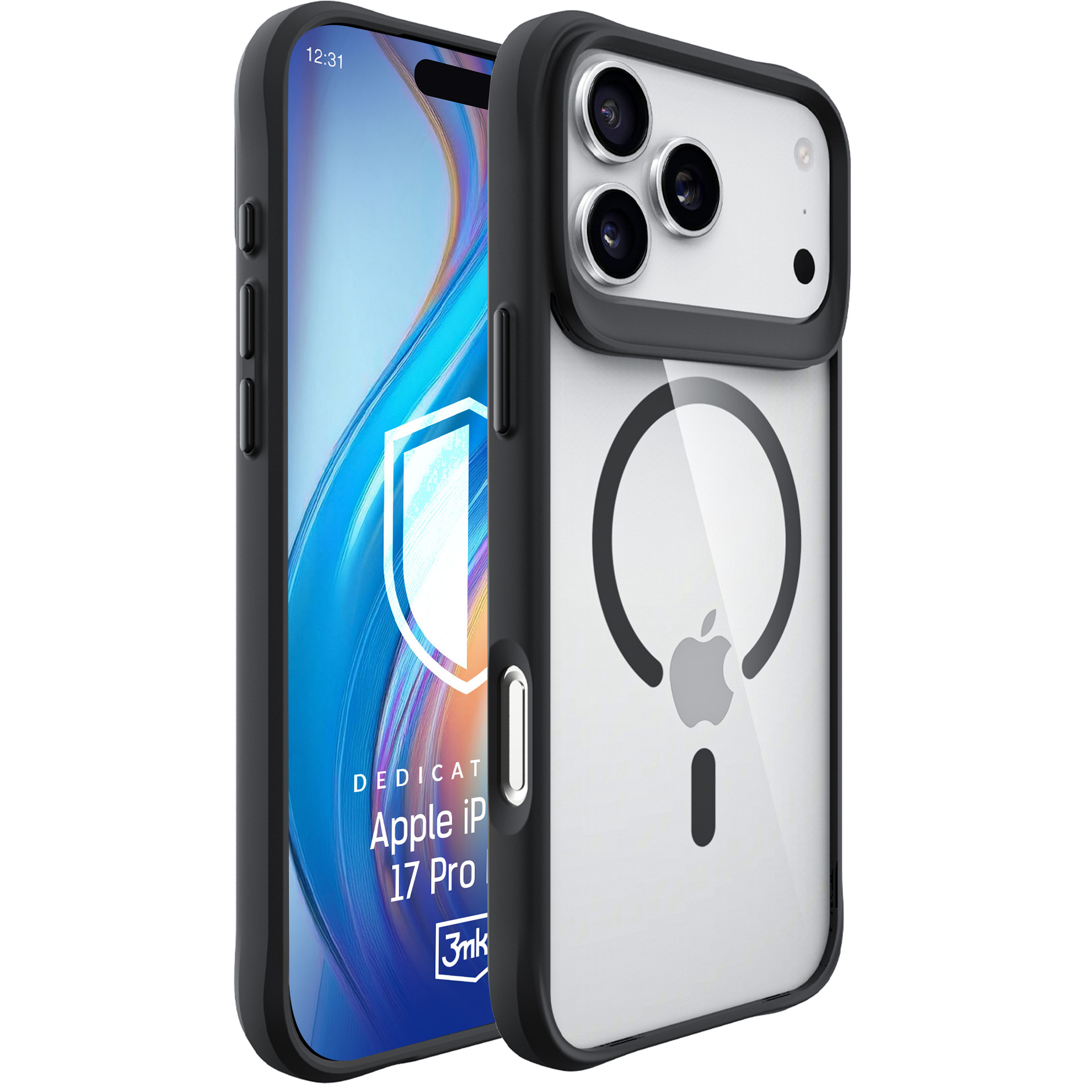 3mk Satin Armor MagCase iPhone 17 Pro Max:lle - läpinäkyvä musta