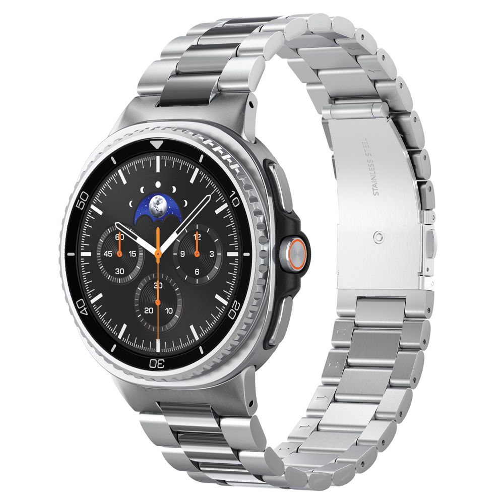 Spigen Modern Fit -hihna Galaxy Watch 8 / Classic (40 / 44 / 46mm) hopeinen