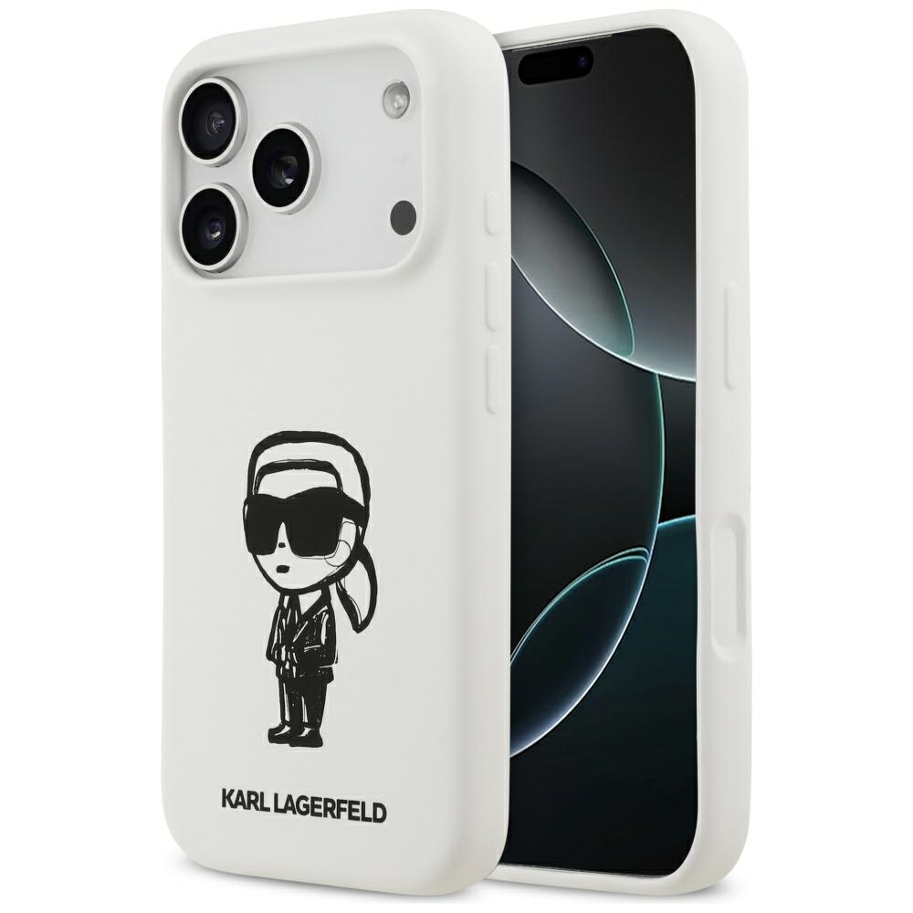 KARL LAGERFELD suojakuori iPhone 17 Pro MagSafe-yhteensopiva KLHMP17LSKIGROH (Silicone W/ KL Sketch & Logo) valkoinen