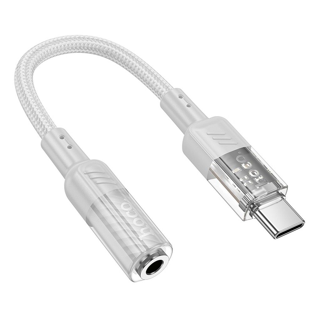 Hoco LS37 - AUX-sovitin USB-C - Jack 3.5mm 0.15m (läpinäkyvä/harmaa)