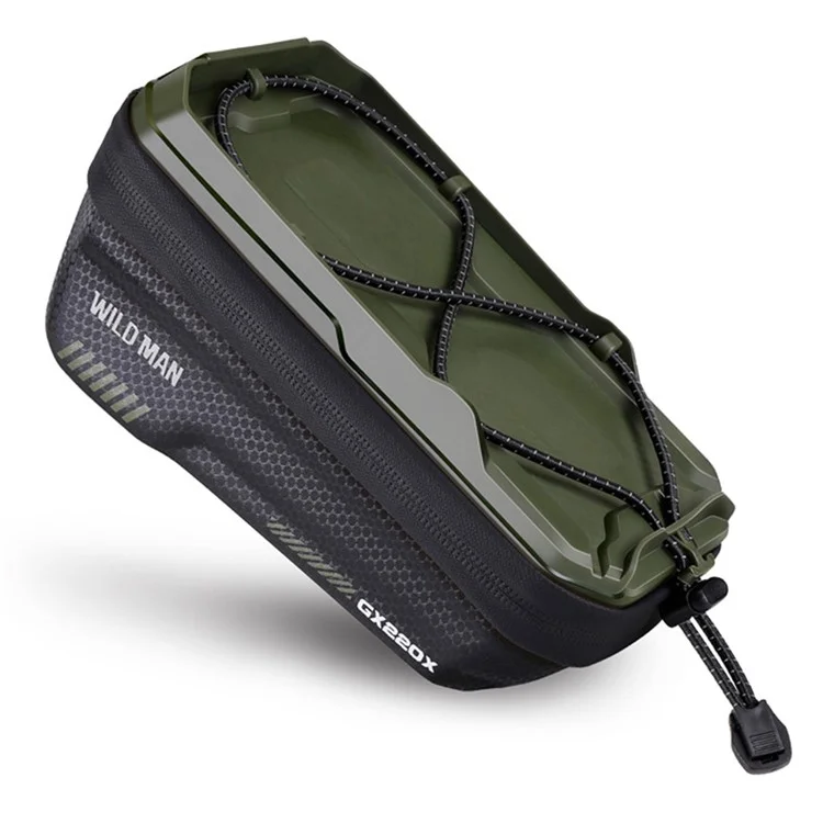 WILDMAN matkalaukku polkupyörän rungolle vetoketjulla, 1L ( 4"- 7"), GX220X, vihreä