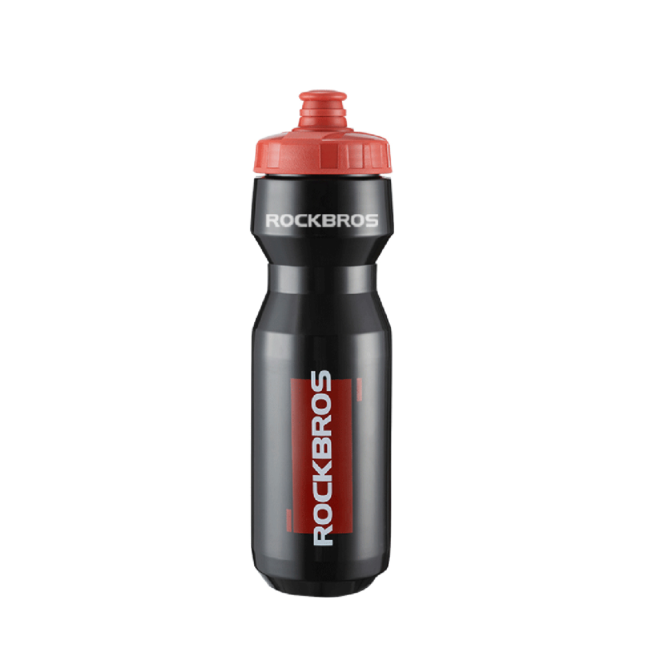 Rockbros 750 ml pyöräilypullo - läpinäkyvä musta punaisella suukappaleella