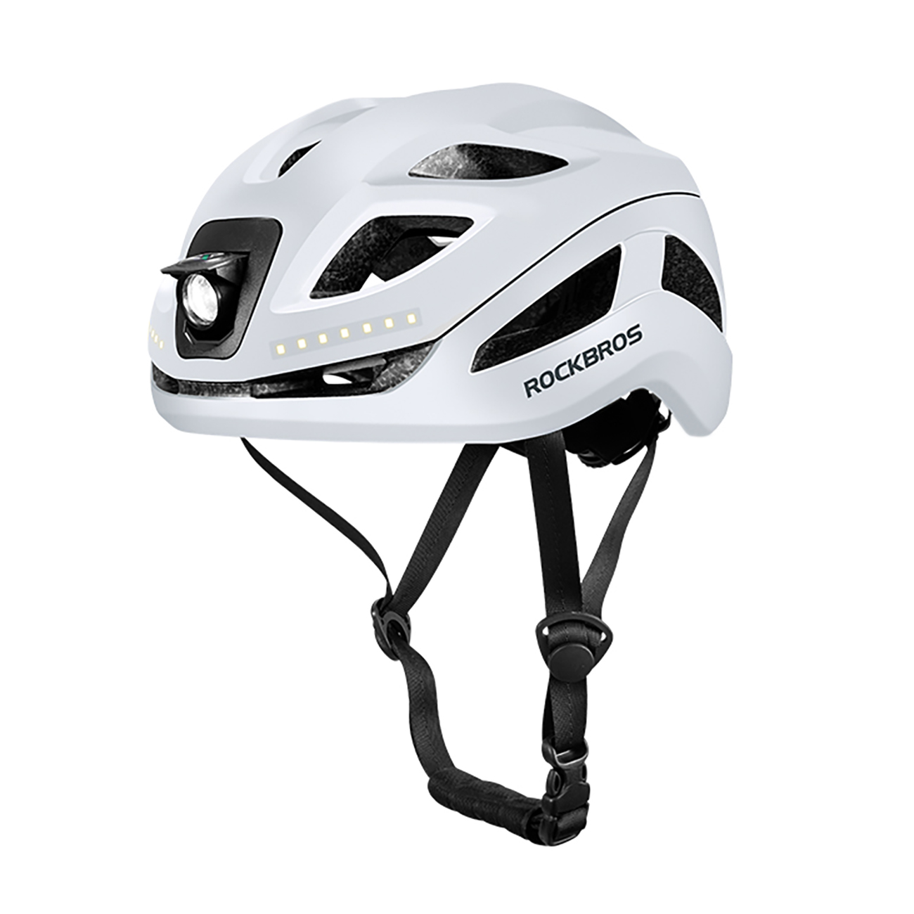 Rockbros ZK-077 pyöräilykypärä integroidulla monisuuntaisella valaistuksella 57-61 cm - valkoinen