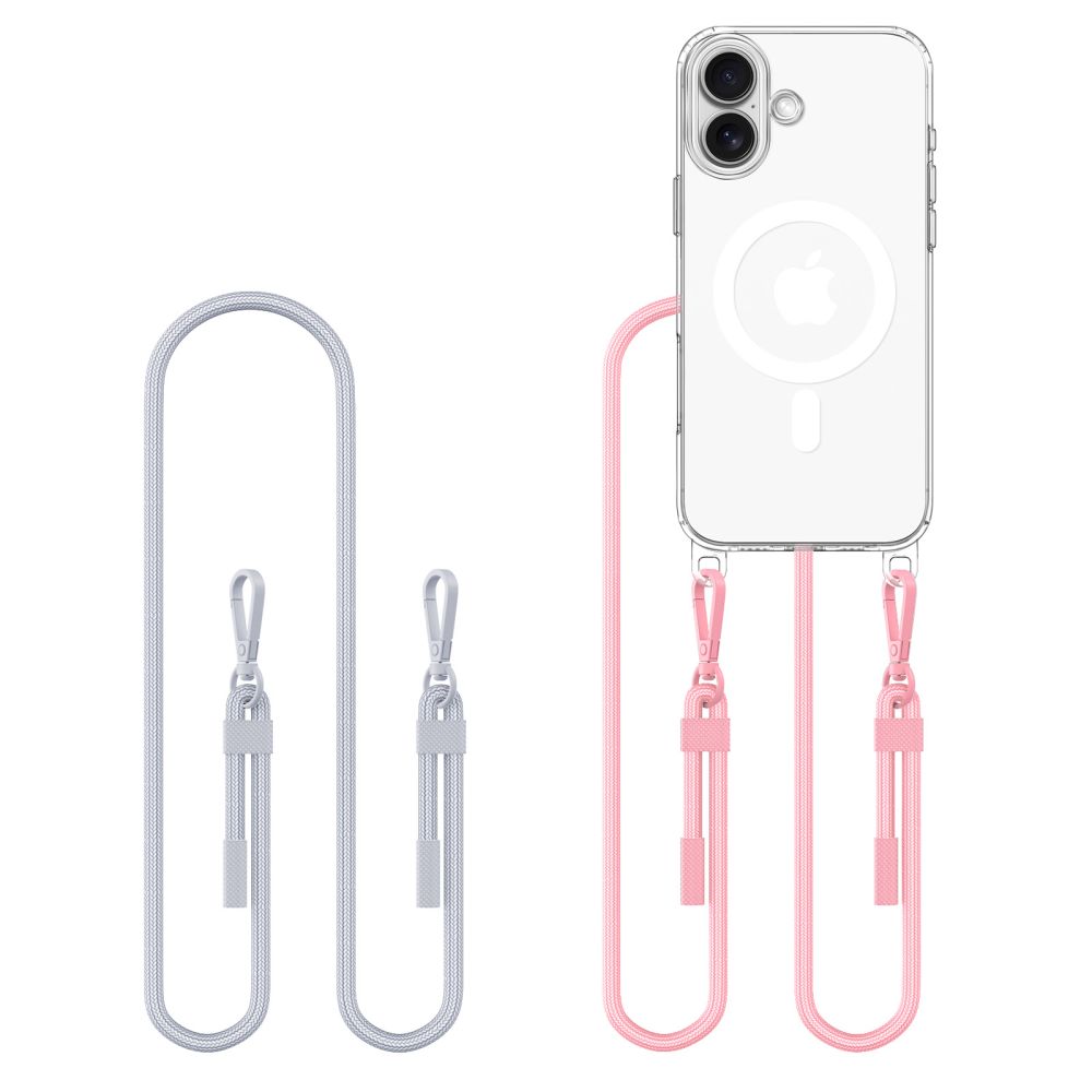 Tech-Protect FlexAir Chain MagSafe Suojakuori iPhone 16 Harmaa & Vaaleanpunainen