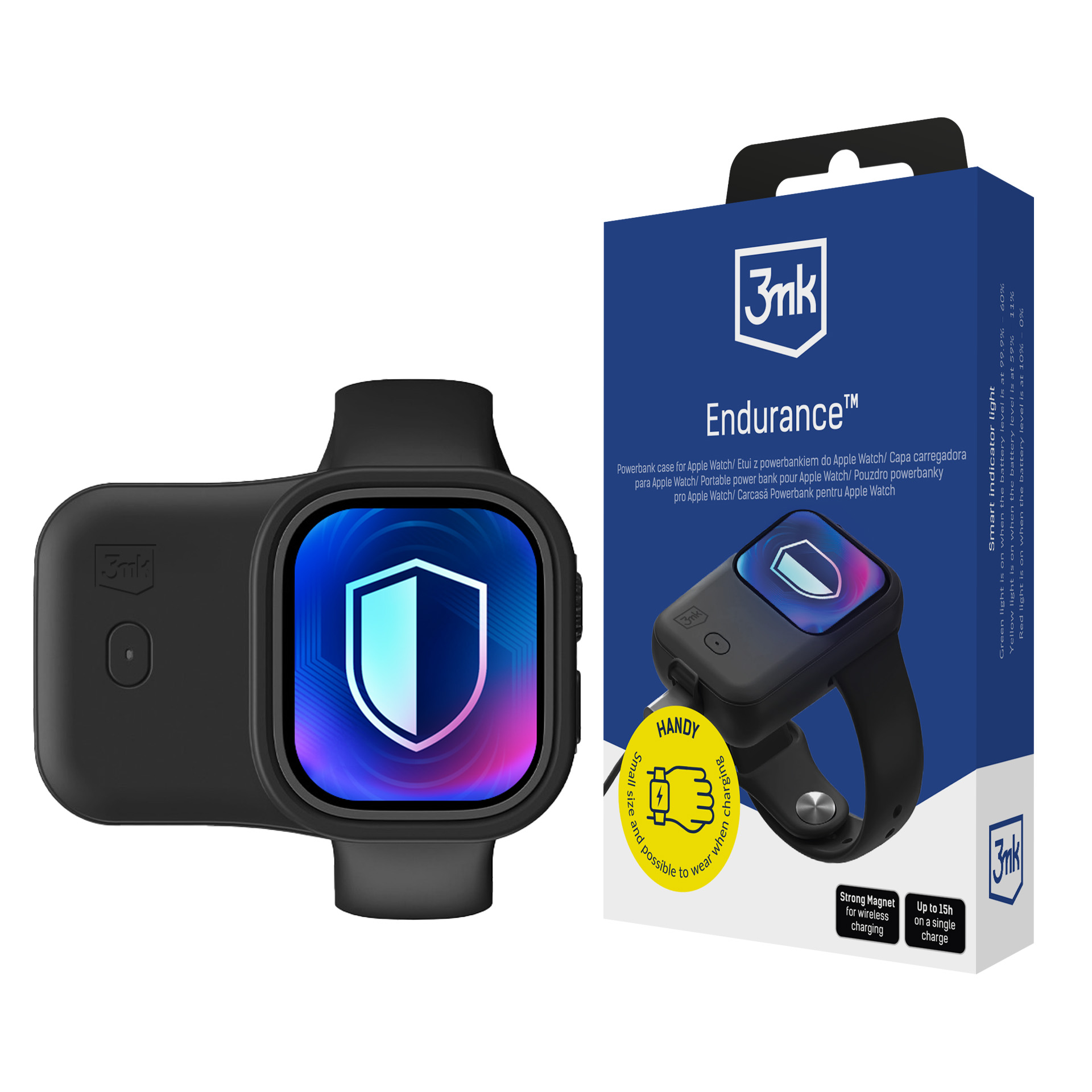 3mk Endurance Varavirtalähde Apple Watch 44 mm / 45 mm 2.5W 1200mAh USB-C - musta