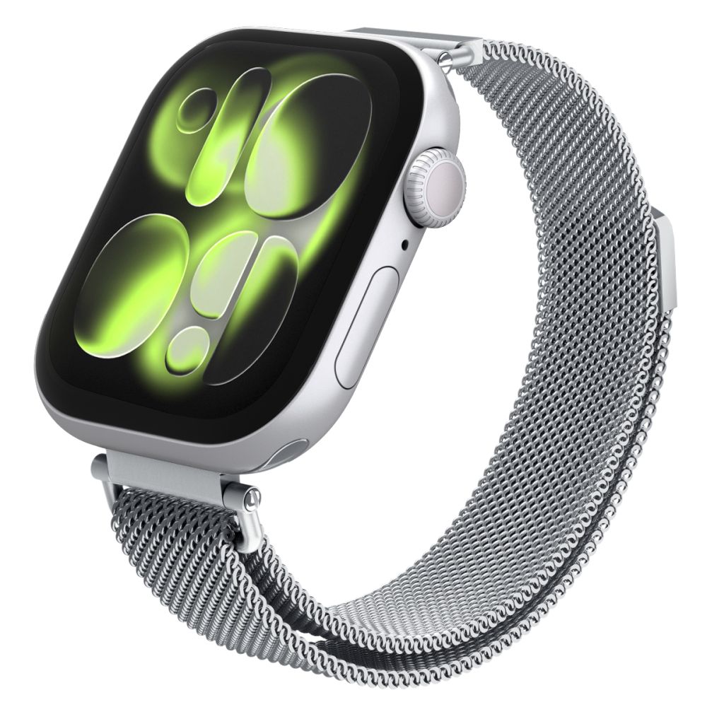 Spigen WBM4 hihna Apple Watch 8 / 9 / 10 / 11 / SE (40 / 41 / 42 mm) hopeinen