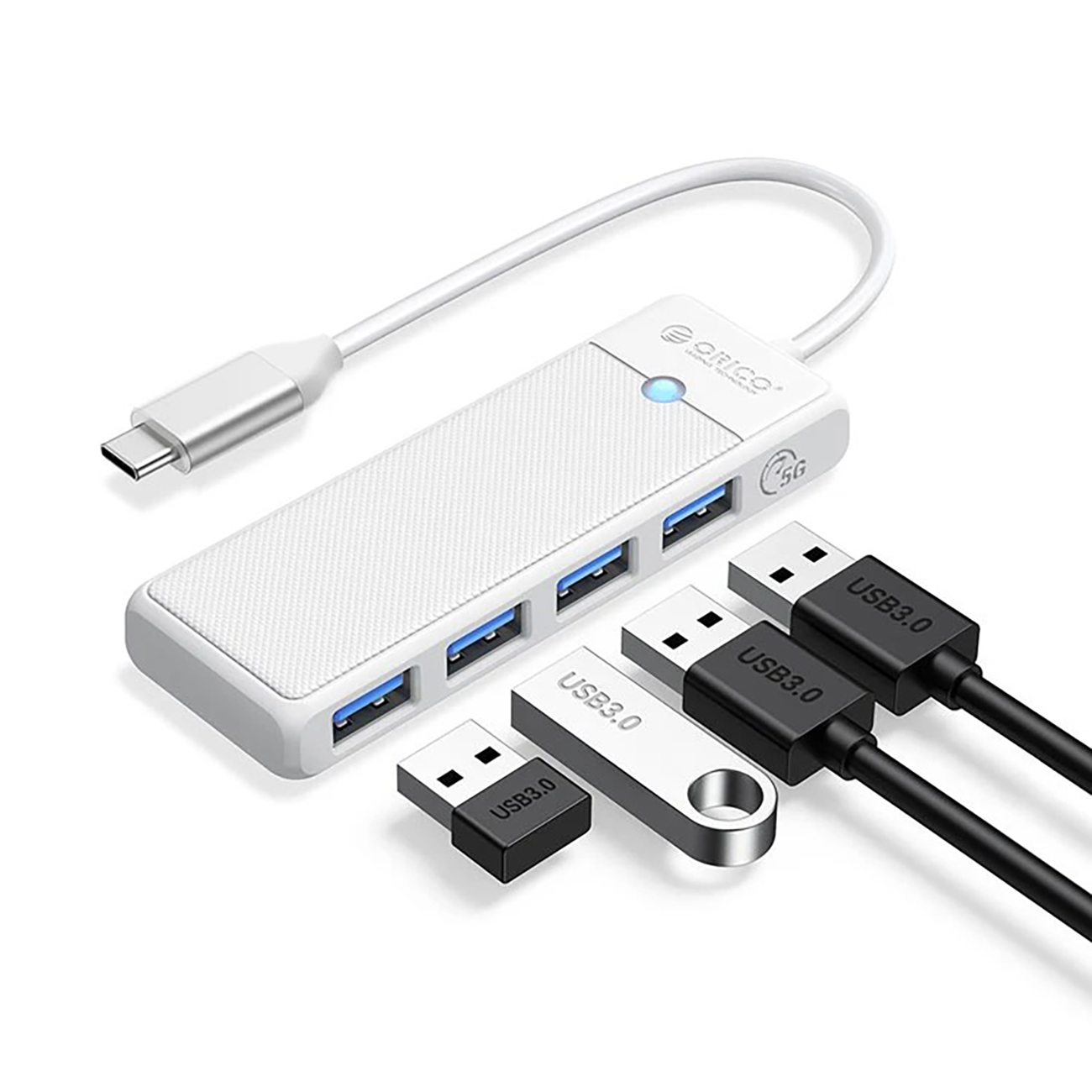 Orico PAPW4A-C3 USB Hub 4-port 4x USB-A 3.0 1 m - white