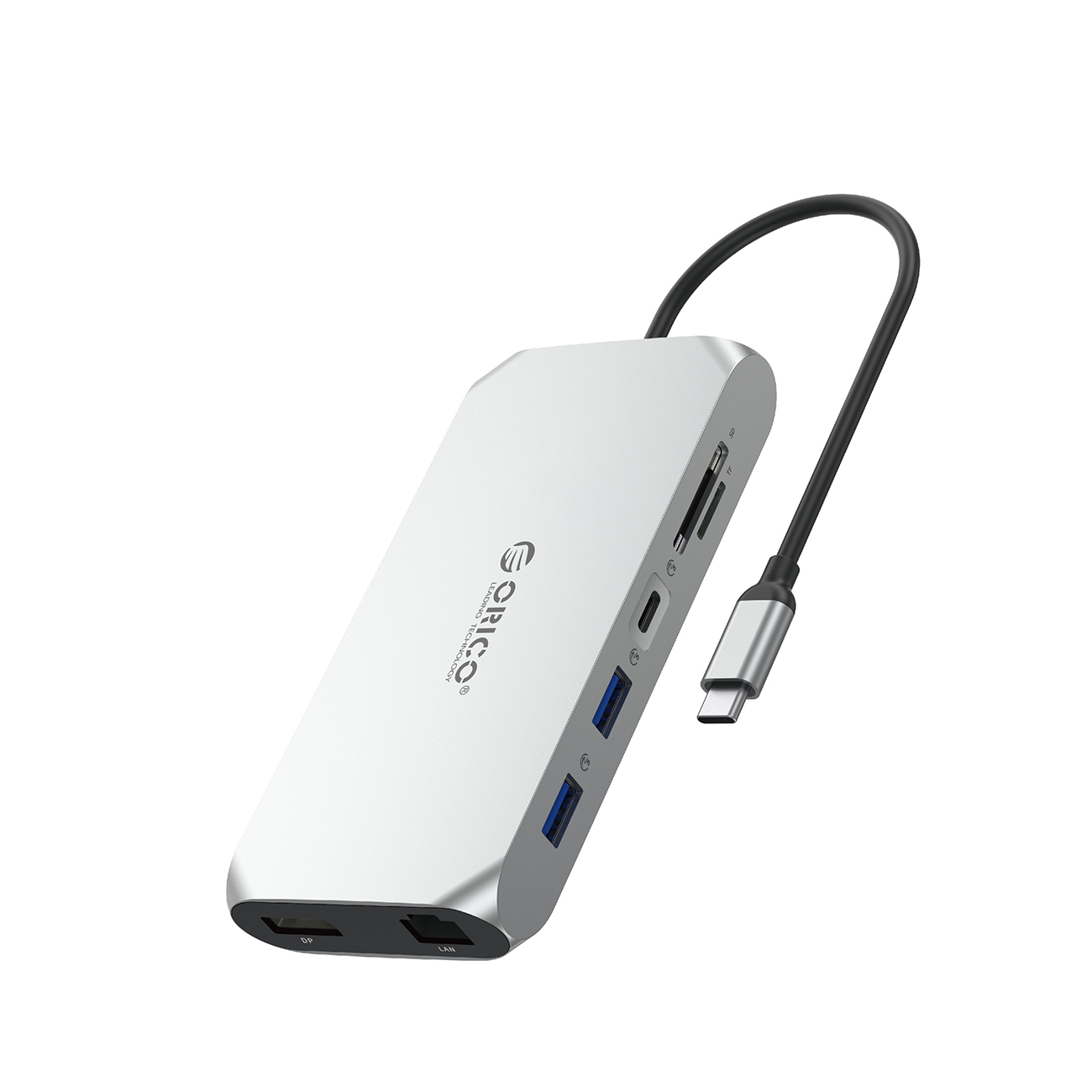 Orico XCR 12in1 USB-C Docking Station 2x USB-A 3.1 1x USB-A 2.0 1x USB-C PD 100W 1x USB-C 3.1 2x HDMI 2.0 4K 60 Hz 1x DisplayPort 1.4 4K 60 Hz 1x SD 3.0 1x microSD 3.0 1x RJ45 Gigabit Ethernet 1x audio CTIA 3.5 mm - silver