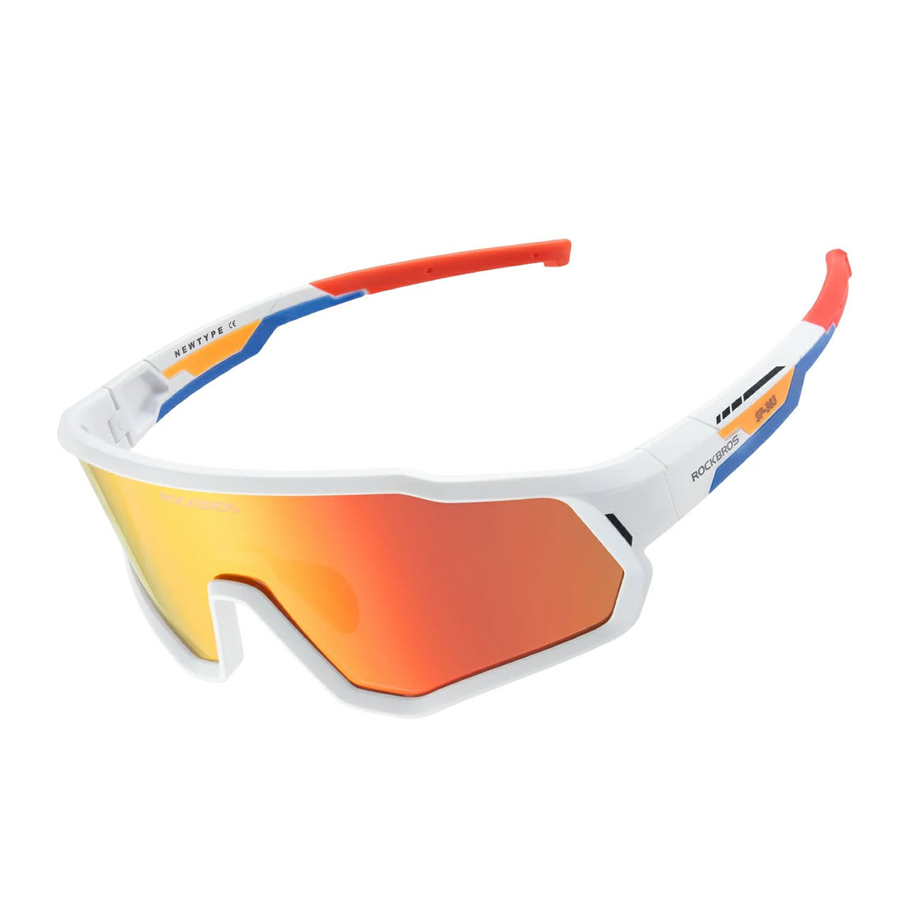 Rockbros SP383 Shining Warrior pyöräilylasit - matta valkoinen kehys, polarisoidut punaiset linssit