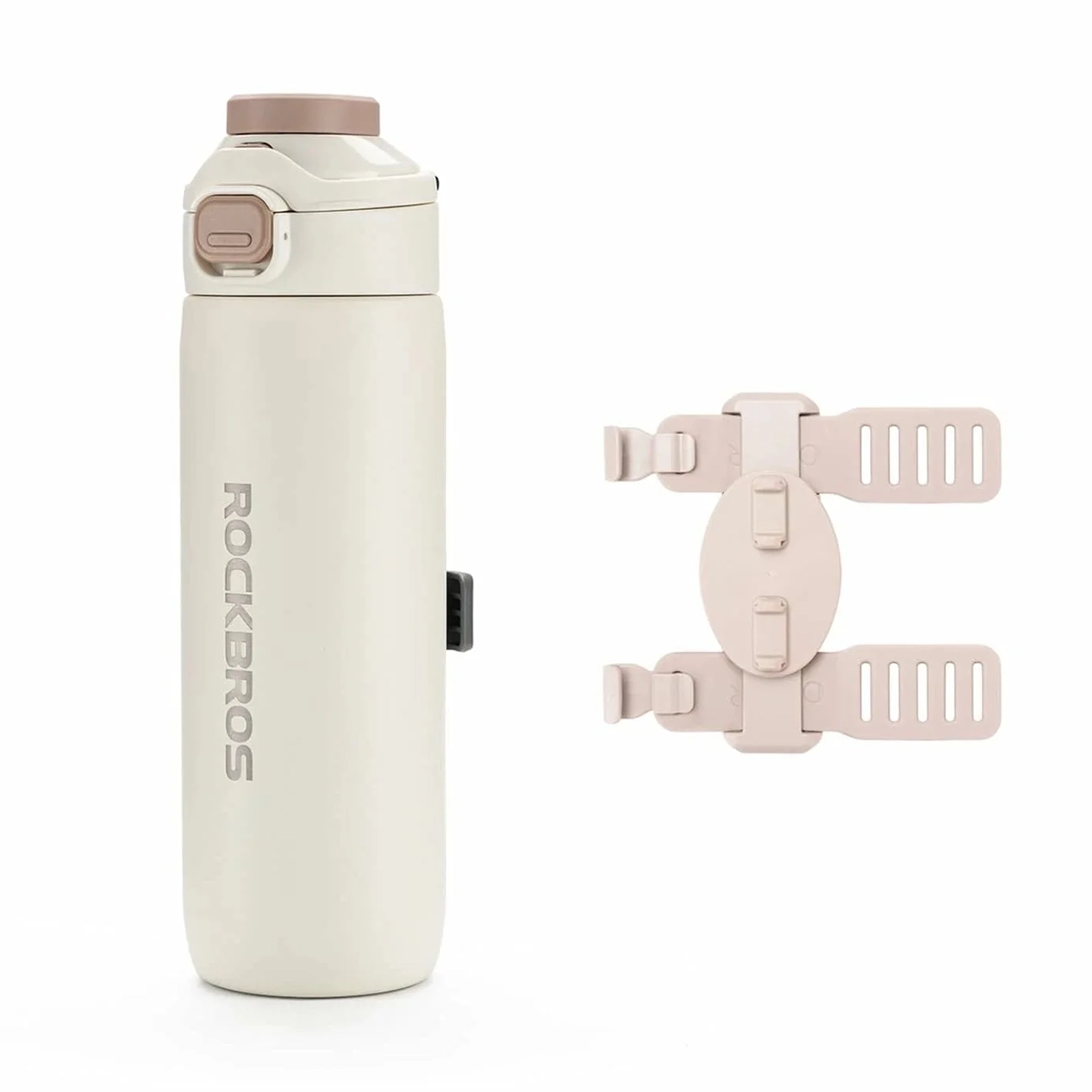 Rockbros S550H-1 700 ml termospullo magneettisella pidikkeellä ja kiinnityshihnalla - beige