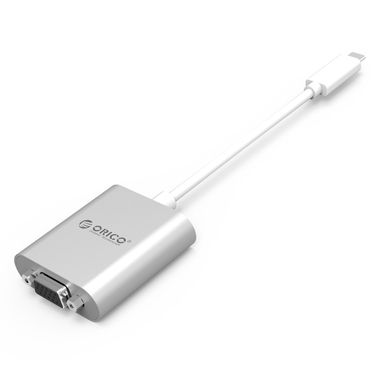 Orico PTAV sovitin USB-C–VGA ja 3,5 mm, Full HD, 0,15 m – hopeanvärinen