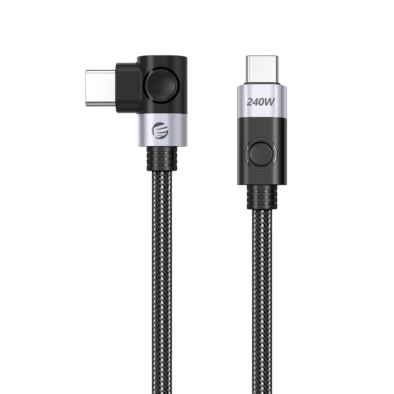 Orico CW240 kulmamallinen USB-C–USB-C PD, 240 W-kaapeli, 1,5 m – musta