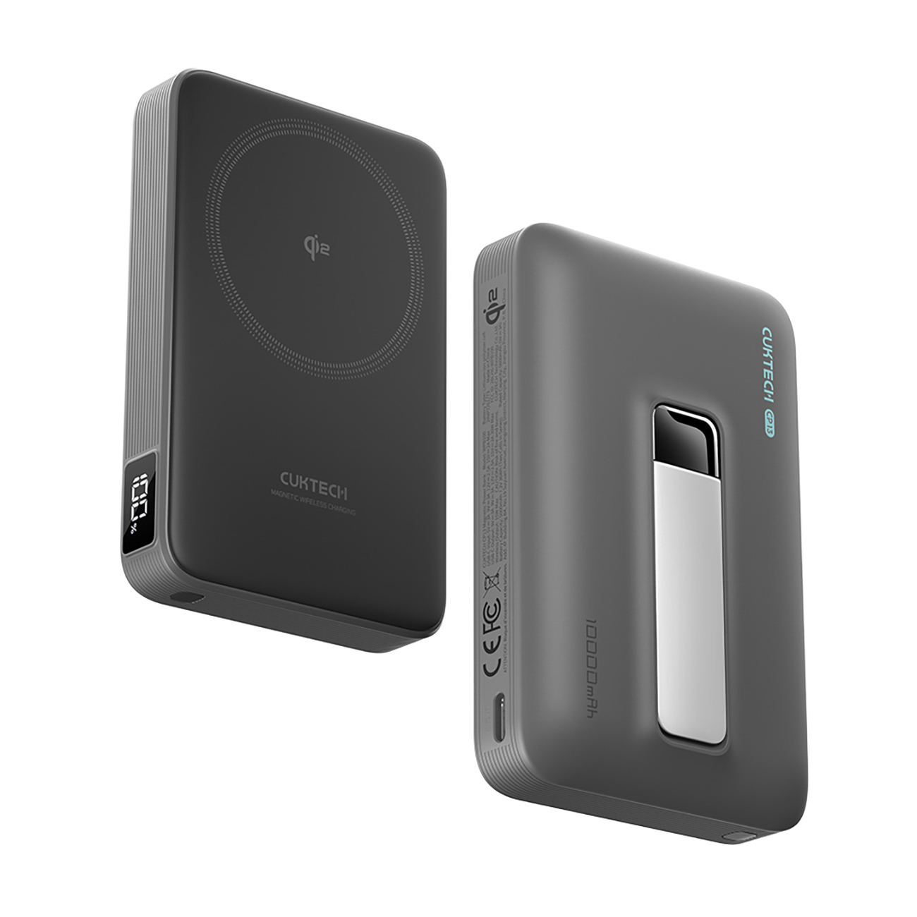 Cuktech WPB100 varavirtalähde 10 000 mAh, Qi2, 30 W, magneettikiinnityksellä ja jalustalla – musta