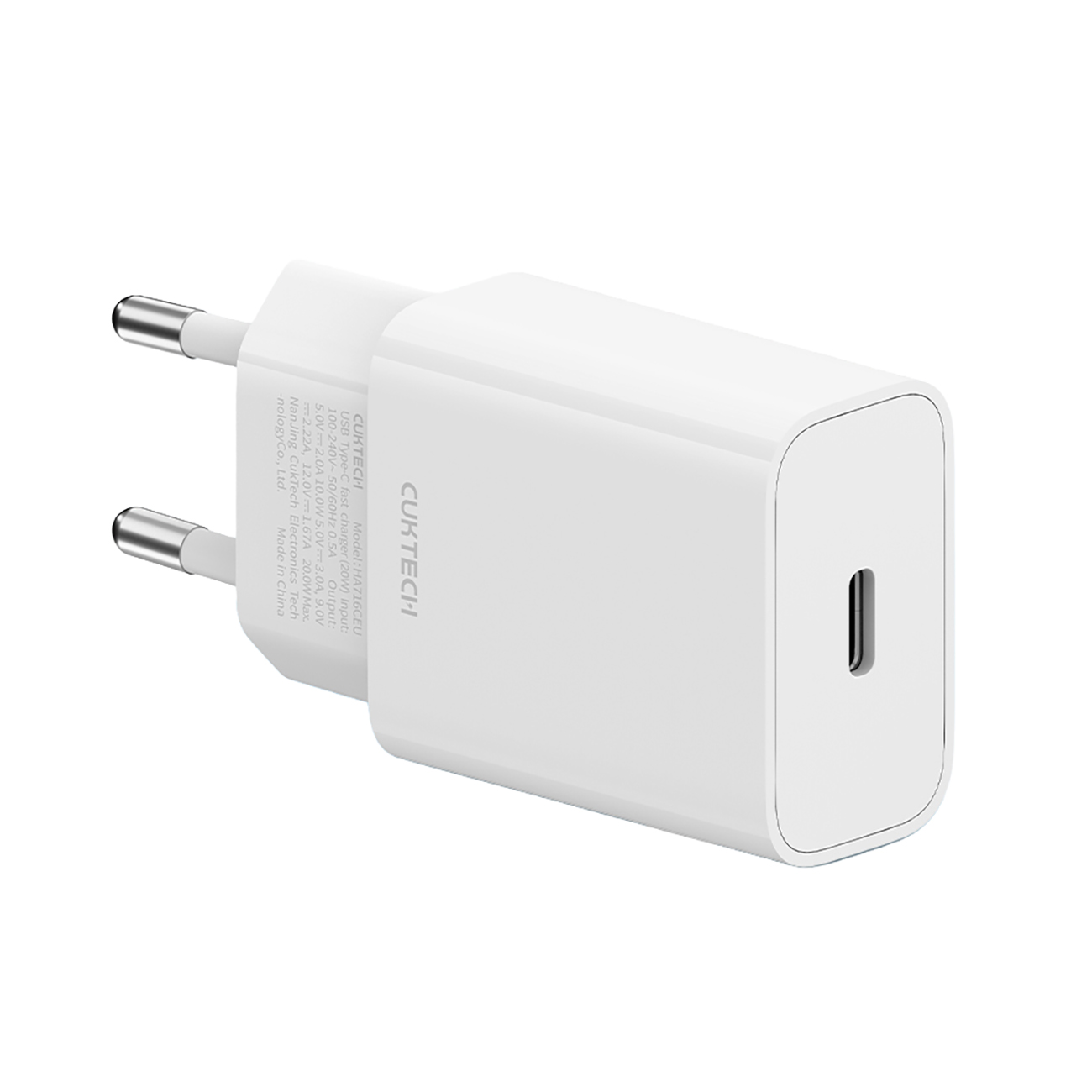 Cuktech wall power adapter 20 W USB-C, EU plug – white