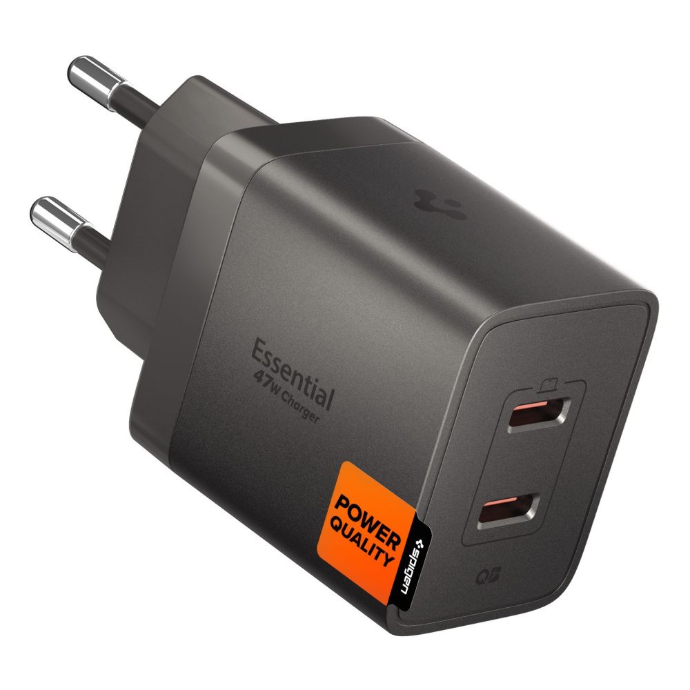 Spigen Essential EE472EU-GAN 2-porttinen 47 W seinälaturi – tummanharmaa
