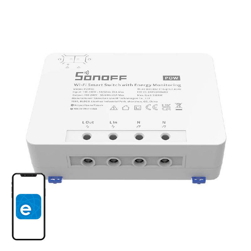 SONOFF PowR3 älykäs 1-kanavainen Wi-Fi-kytkin sähkönmittauksella