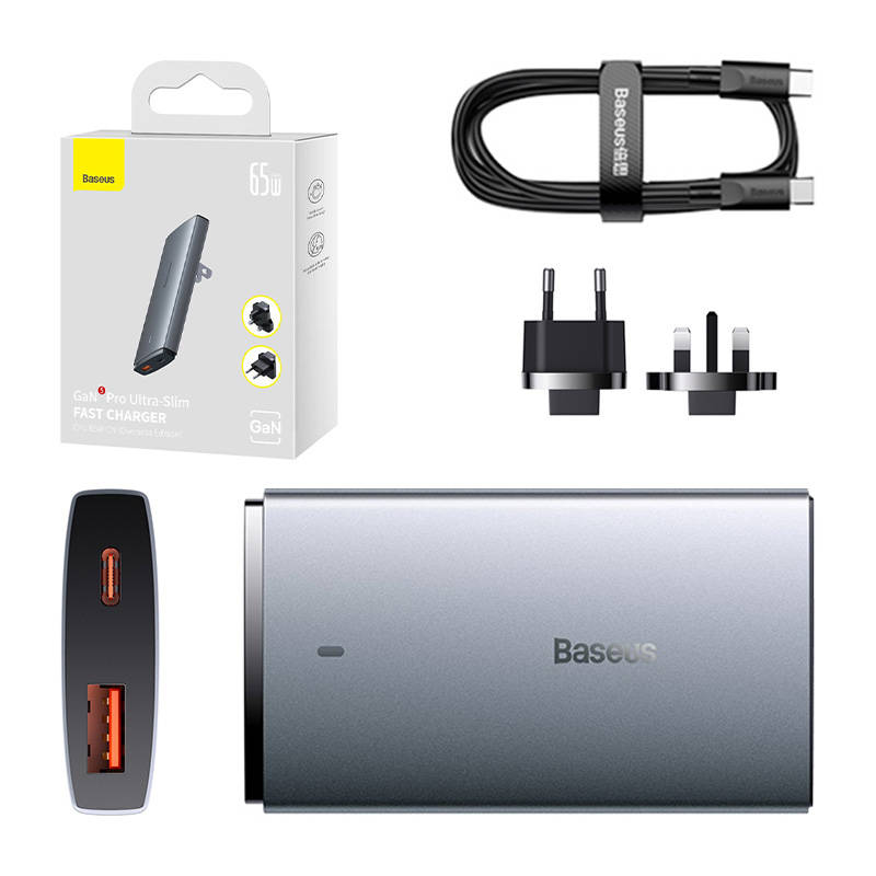 Baseus GaN5 Pro 65W Verkkolaturi Ultra Fast USB-C USB-A QC