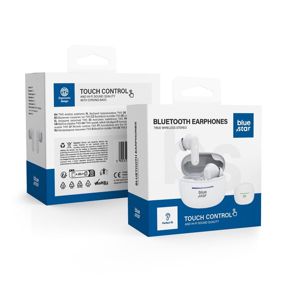 Bluetooth handsfree Blue Star (BK44) TWS valkoinen
