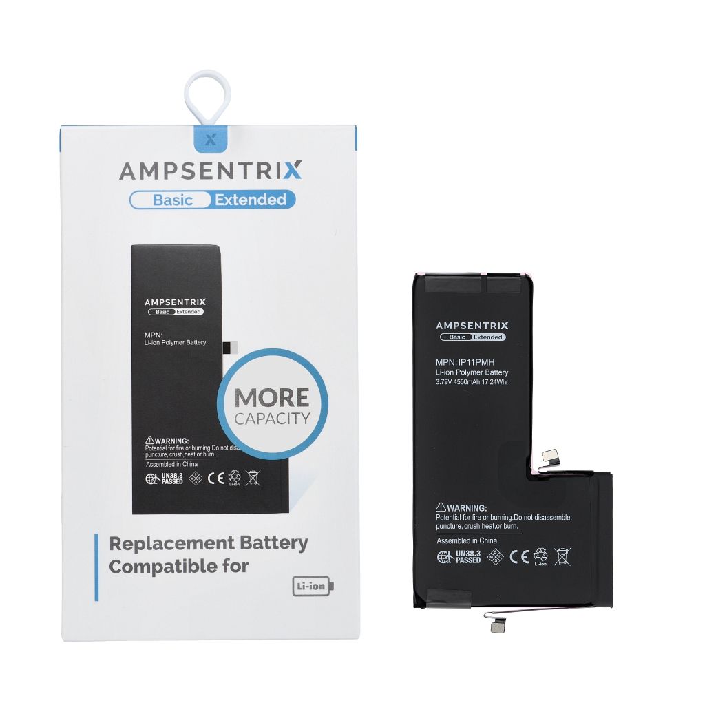 AmpSentrix Basic akku iPhone 11 Pro Maxille (suurikapasiteettinen 4550mAh)