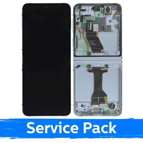 Samsung F731 Z Flip5 -yhteensopiva sisempi LCD-näyttö kehyksellä / mintunvihreä / (huoltopakkaus) +AKKU MUKANA