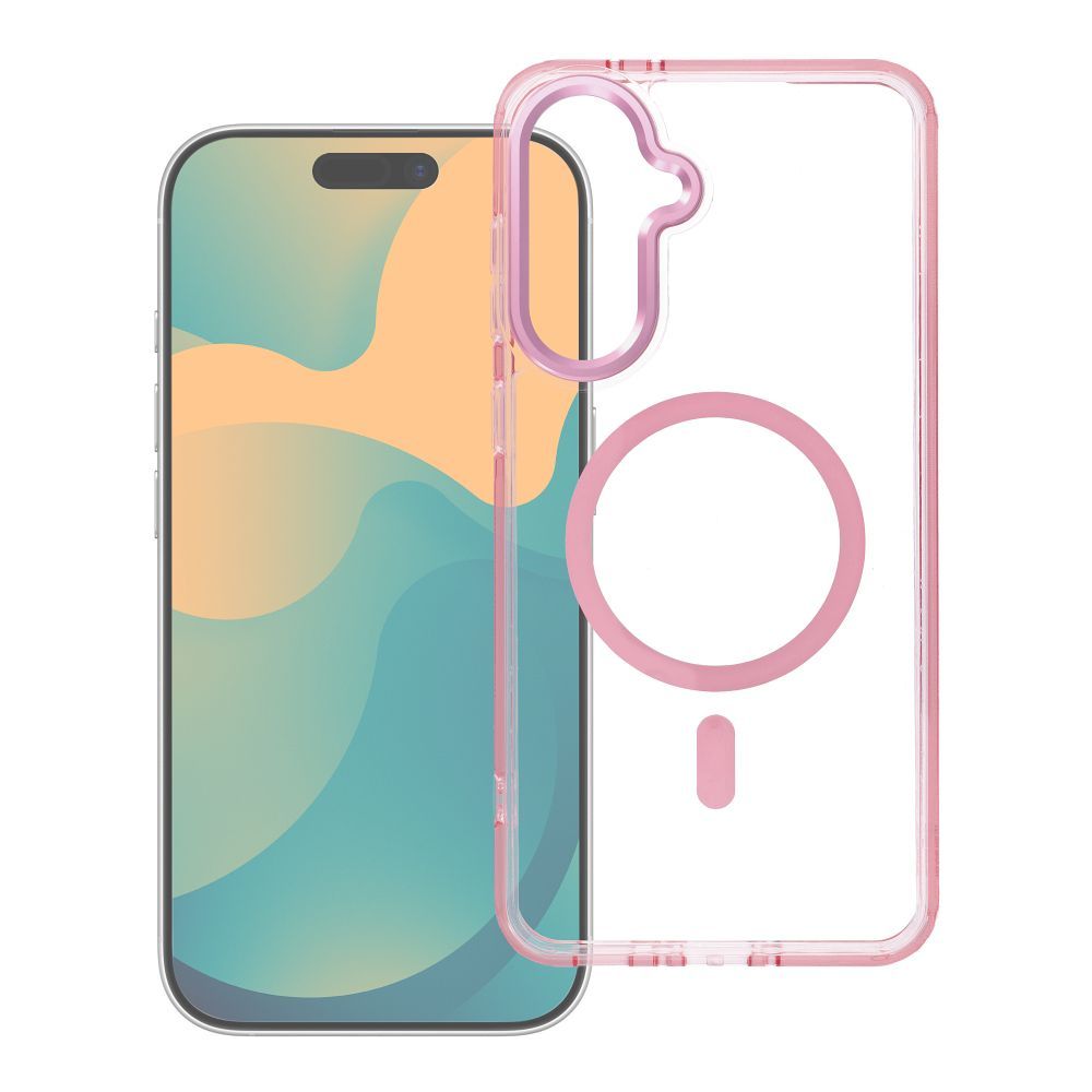 Case for Samsung S26 Frame Clear Hybrid Mag Cover compatible with MagSafe powder pink