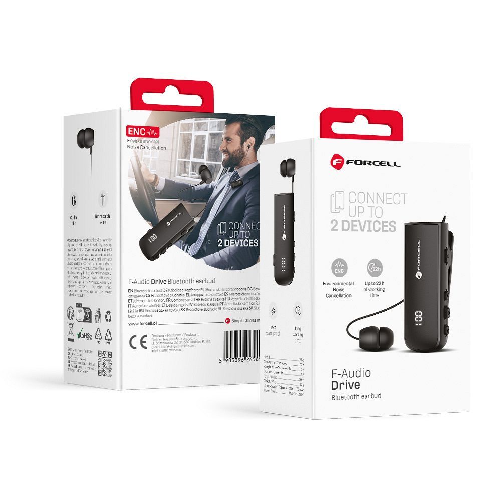 FORCELL F-AUDIO Drive EarBud langaton kuuloke bluetooth musta
