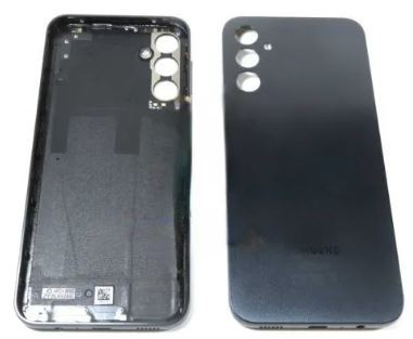 Samsung A145 A14 4G 2023 takakansi, musta (ilman kameran lasia), alkuperäinen (käytetty, kuntoluokka C)