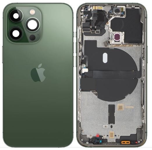 Battery cover iPhone 13 Pro Alpine Green with NFC charging flex, microphone original (used Grade B)
