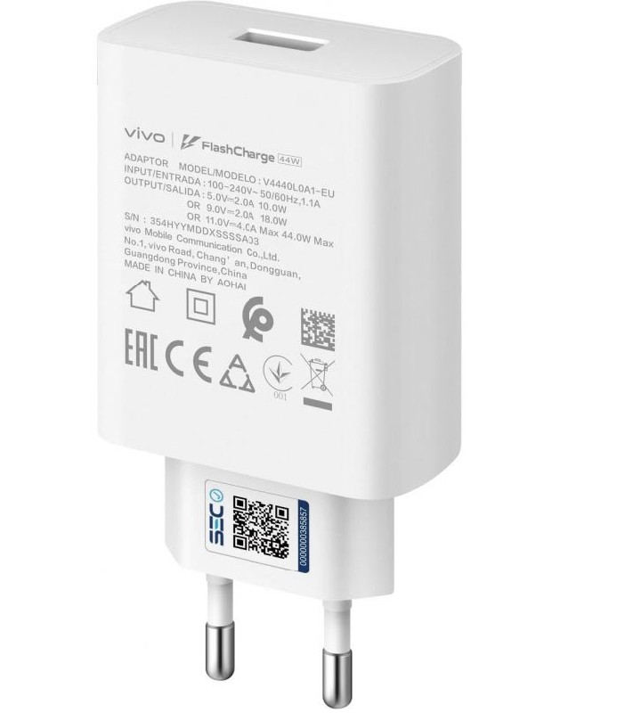 Laturi alkuperäinen Vivo 44W (1xUSB) valkoinen laatikossa