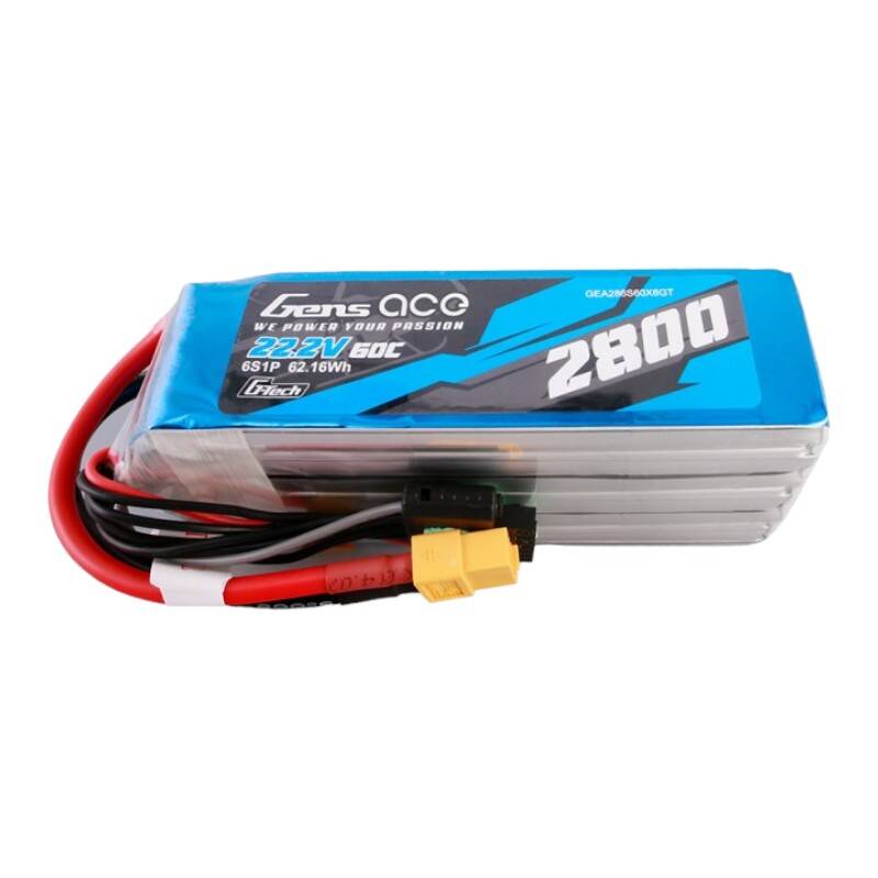 Gens ace G-Tech 2800mAh 22.2V 60C 6S1P LiPo-akku XT60-liittimellä