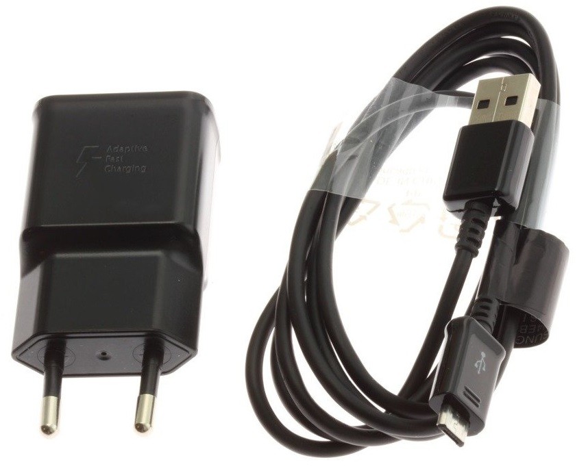 Laturi alkuperäinen Samsung Fast Charging (EP-TA200W) (15W) musta + microUSB kaapeli