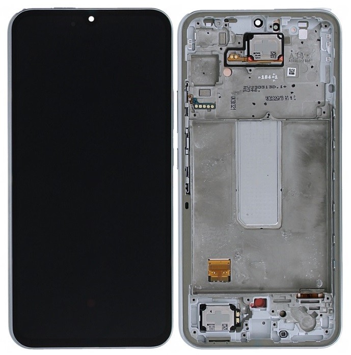 LCD-näyttö Samsung A346 A34 5G 2023 kosketusnäytöllä ja kehyksellä hopeinen alkuperäinen (used Grade A)