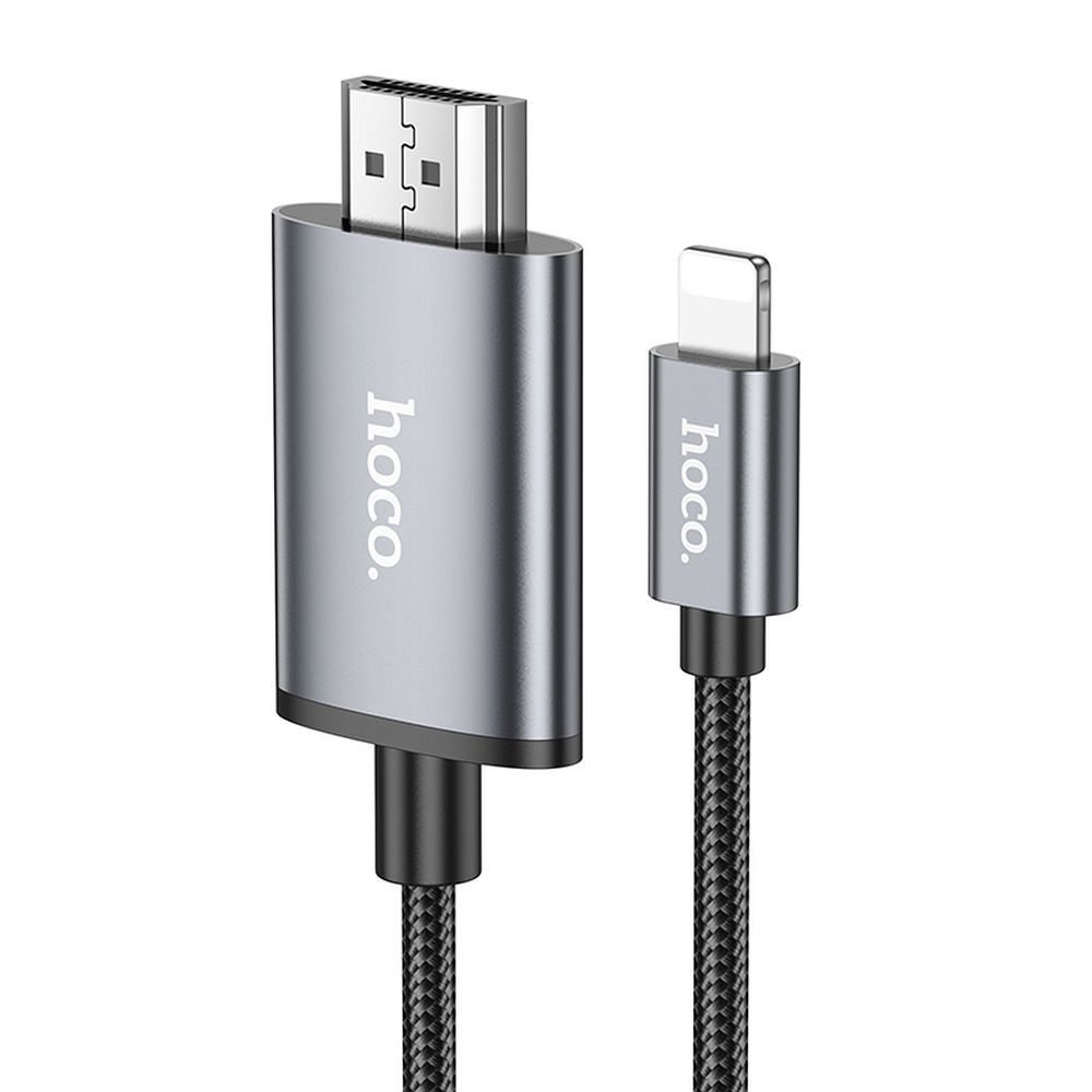 Hoco UA27 Lightning–HDMI -kaapeli 1080p 2,0 m teräksenharmaa
