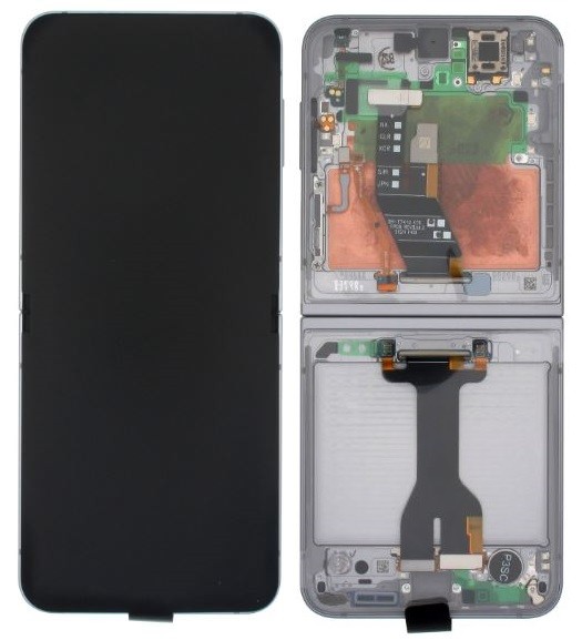 LCD-näyttö Samsung F741 Z Flip6 5G kosketusnäytöllä (Sisäinen) hopeinen alkuperäinen (service pack)