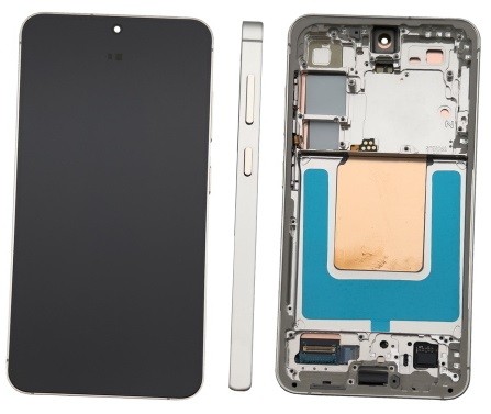 LCD-näyttö Samsung S921 S24 kosketusnäytöllä ja kehyksellä Marble Grey alkuperäinen (koottu service pack)
