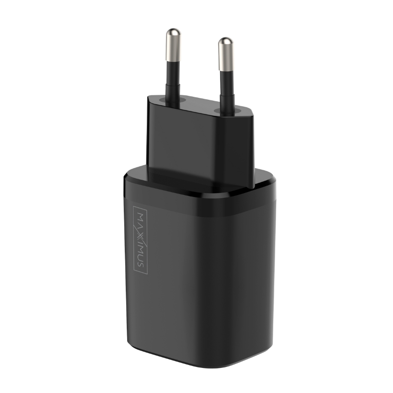 Seinälaturi MX CARBON 30W PD+QC USB-A+C musta