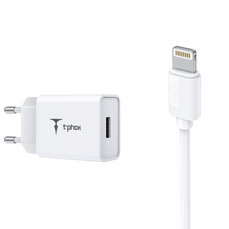 SEINÄLATURI T-PHOX MINI-EU LIGHTNING VALKOINEN 1.2M 2.4A