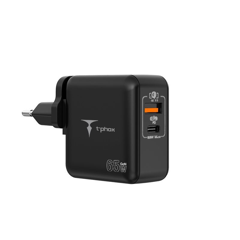 SEINÄLATURI T-PHOX MEGA T-PP09 GAN PD 65W USB/USB-C MUSTA