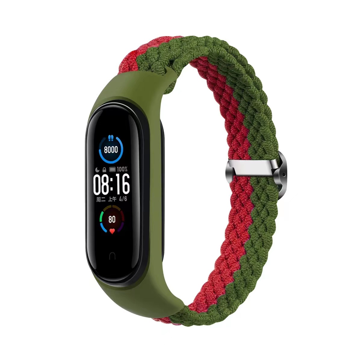 PUNOTTU HIHNA SMART BAND M5/M6/M7 VIHREÄ-PUNAINEN