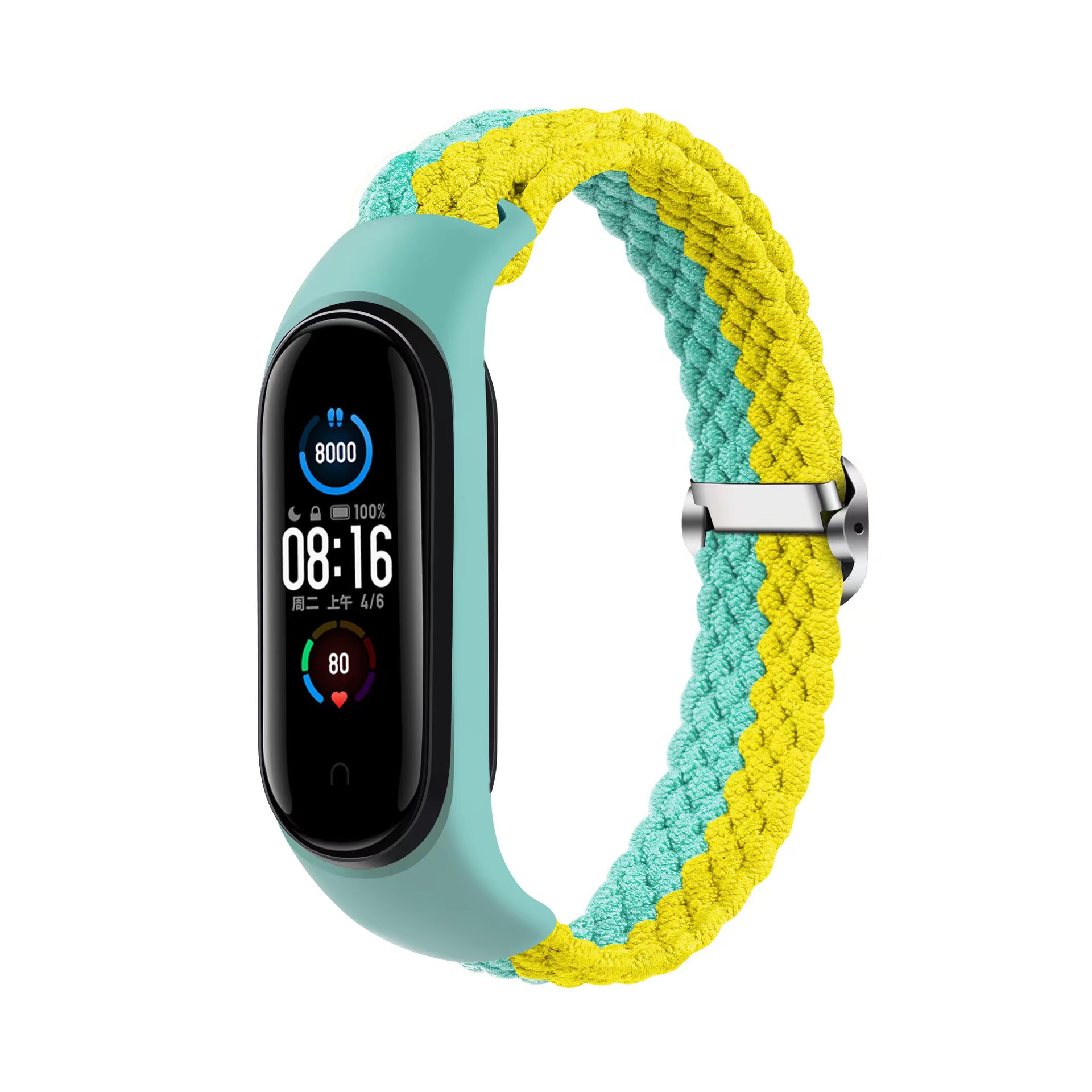 Punottu hihna Smart Band M3/M4/M5/M6 minttu-keltainen