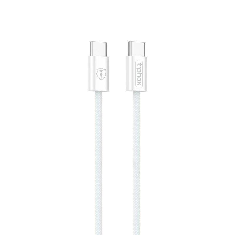T-PHOX CC15-SARJAN USB-C/USB-C KAAPELI 60W 3A VALKOINEN