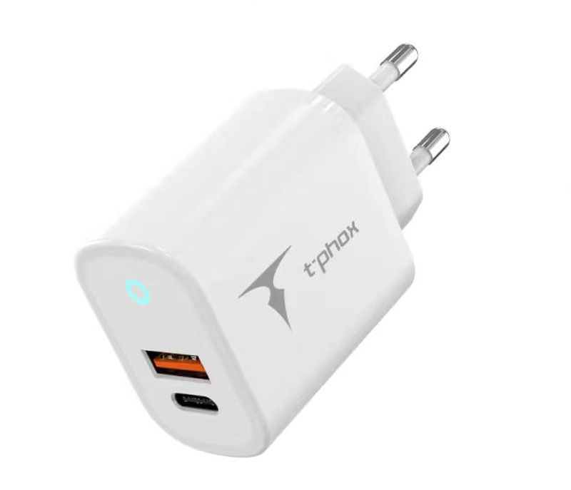 SEINÄLATURI T-PHOX GLORY 45W USB/USB-C VALKOINEN