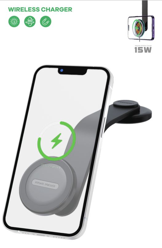 T-PHOX MAG ON 15W MAGNEETTINEN LANGATON AUTOTELINE MUSTA