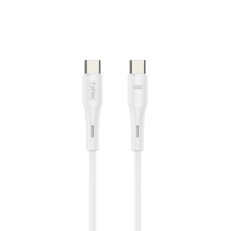 T-PHOX KAAPELI GENTLE USB-C/USB-C 60W 1M VALKOINEN