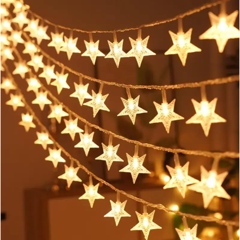 LED-valoketju 10M (80 LED-lamppua) USB tähdet, lämmin valkoinen