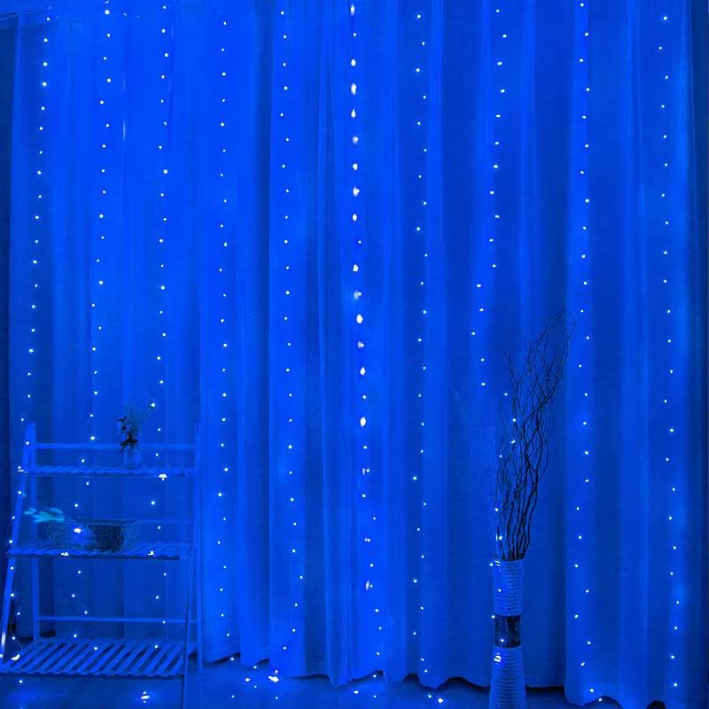 LED-valoverho (300 LED-lamppua) 3Mx3M sininen